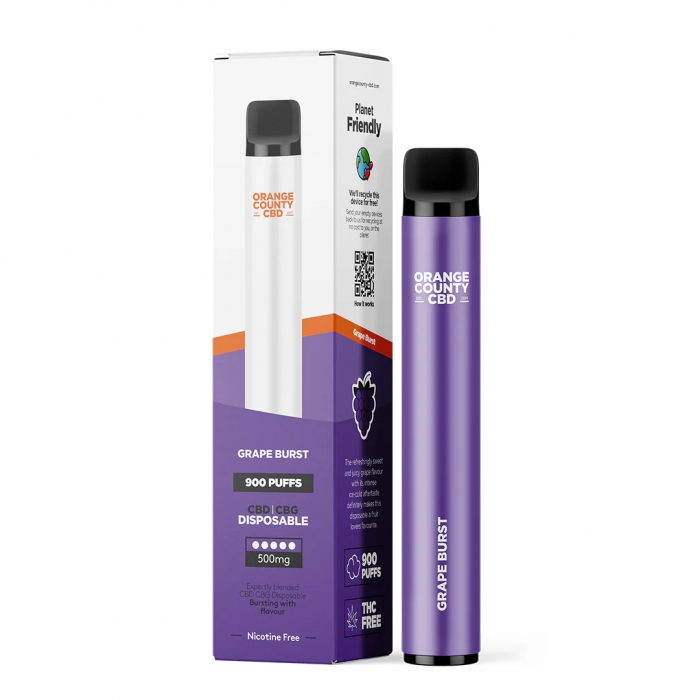 Grape Burst Vape Pen 500mg CBD+CBG...